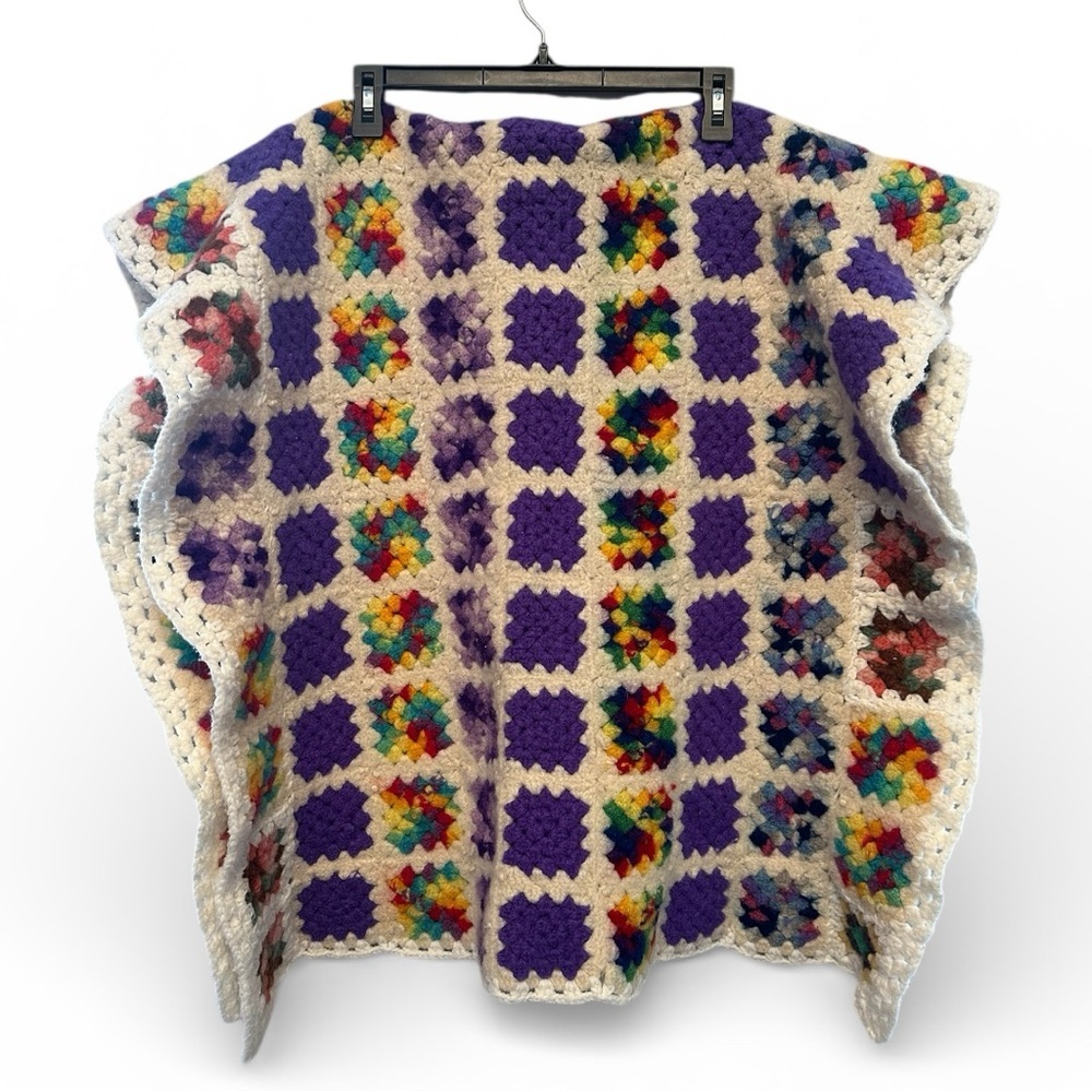 Patchwork Handmade Rainbow Colored Crochet Blanket